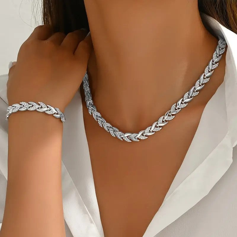 Leaf Necklace-Bracelet Set