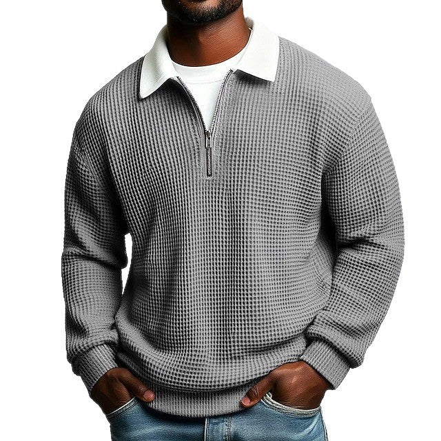 Waffle Quarter-Zip Sweater