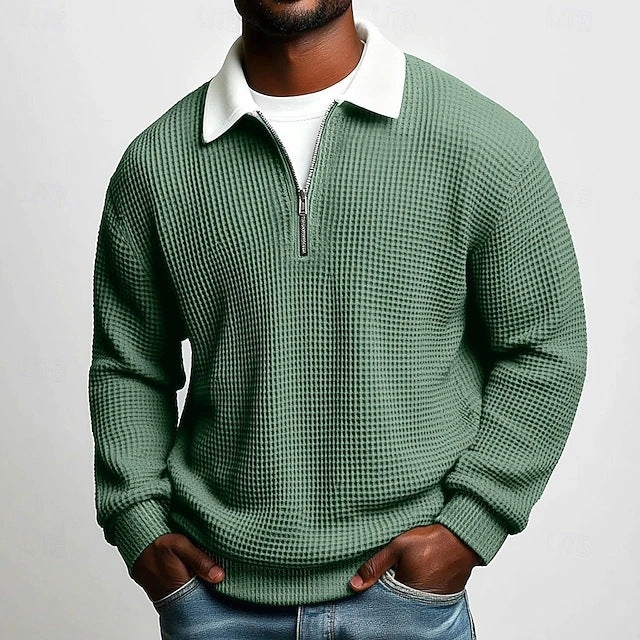 Waffle Quarter-Zip Sweater