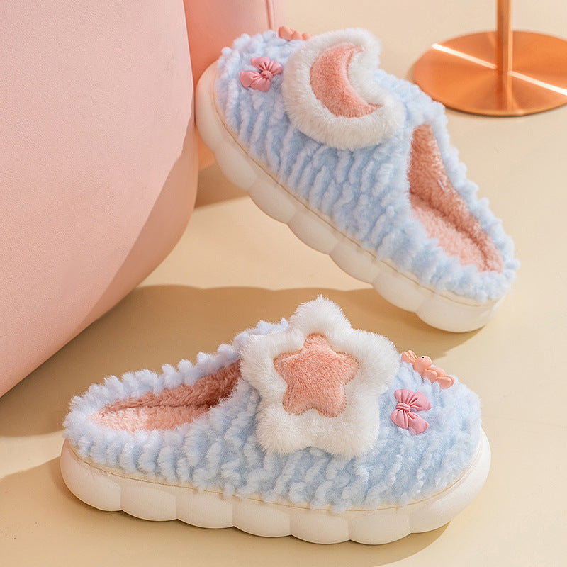 New Women's Cartoon Extra Thick Fleece-lined Home Cotton Slippers