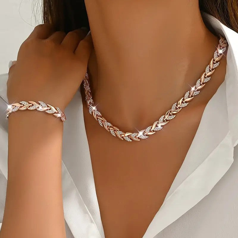Leaf Necklace-Bracelet Set
