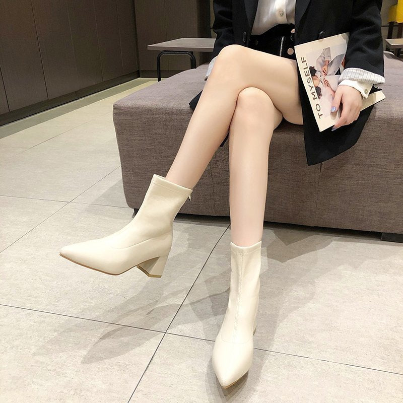 Elastic Short High-Heeled Martin