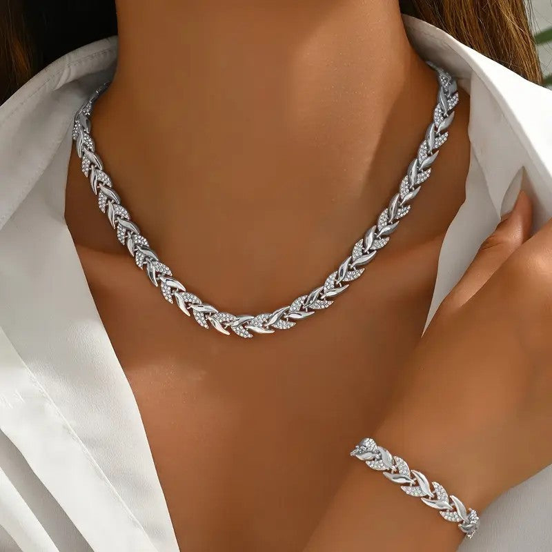 Leaf Necklace-Bracelet Set